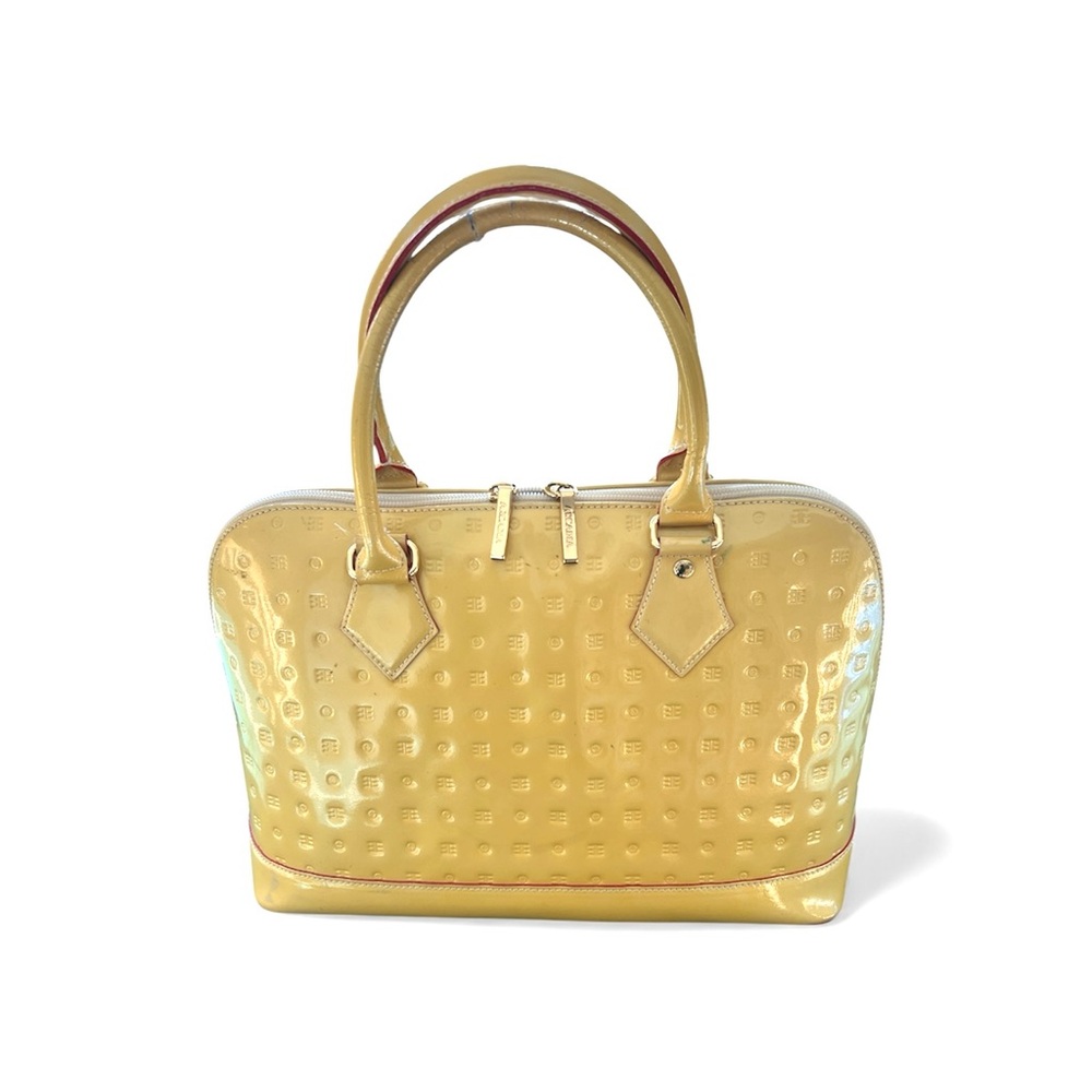 Arcadia Yellow top handle Patent Leather Handbag